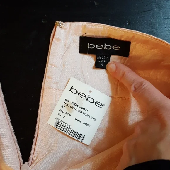 Bebe peach a-line linen mini skirt w/ lining/tulle - Picture 6 of 7